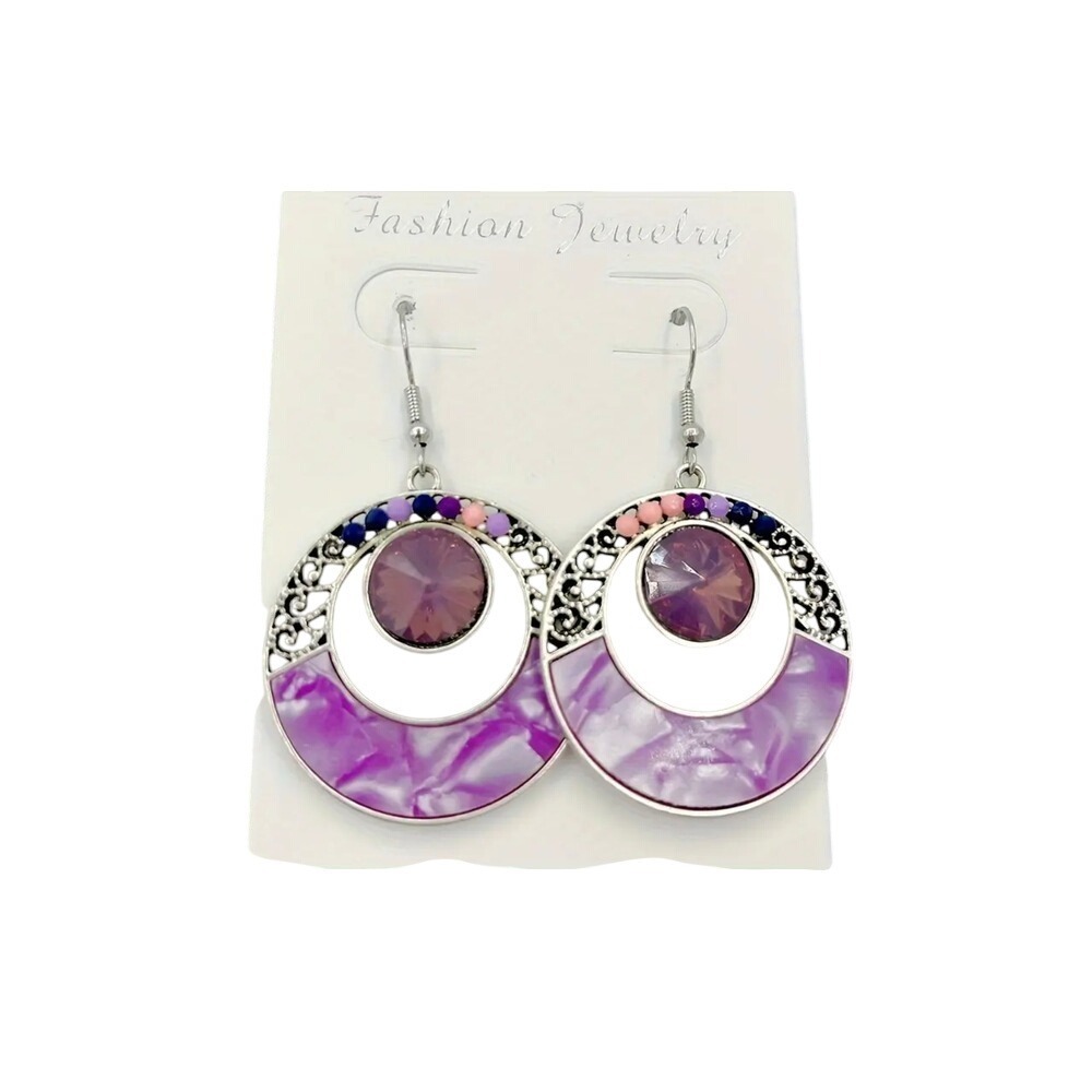 Elegant Purple and Silver Earrings‎